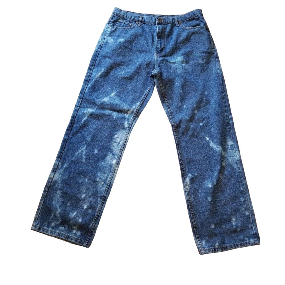 Custom Reverse Tie-dye Men's Jean‎ Frosted Bleach Open Trails 36x30